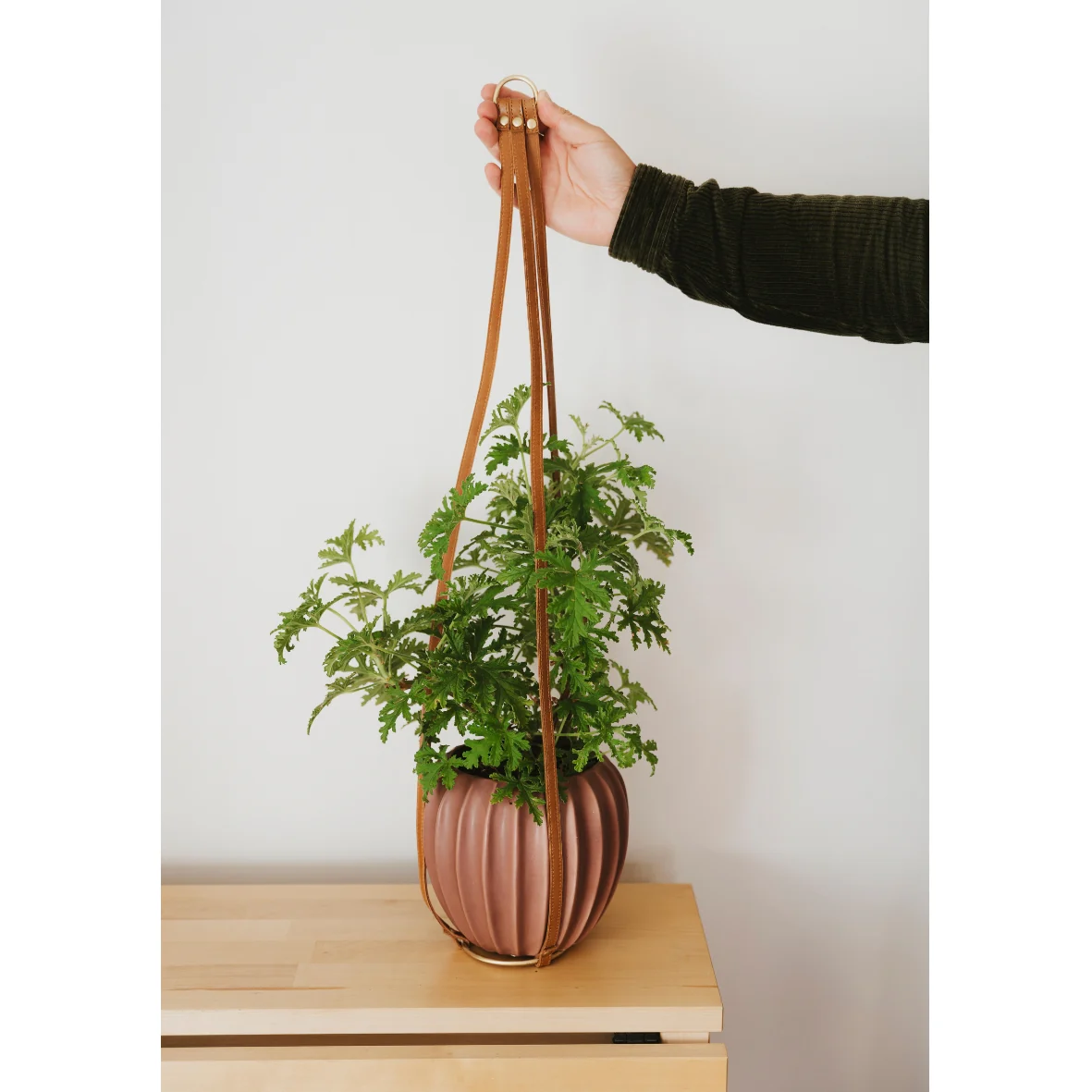 OMOM Ampel/växthängare i vegetabiliskt garvat läder - Bild 2