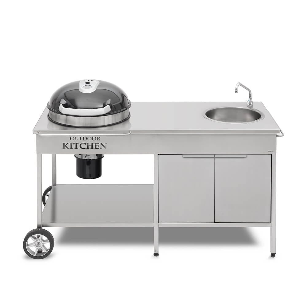 Contura Steel Utekök med skåp, kolgrill och diskho XL