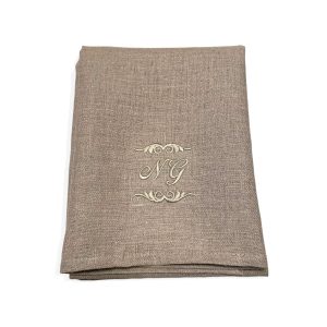 2-pack Kökshandduk 100% linne med broderat monogram och dekor