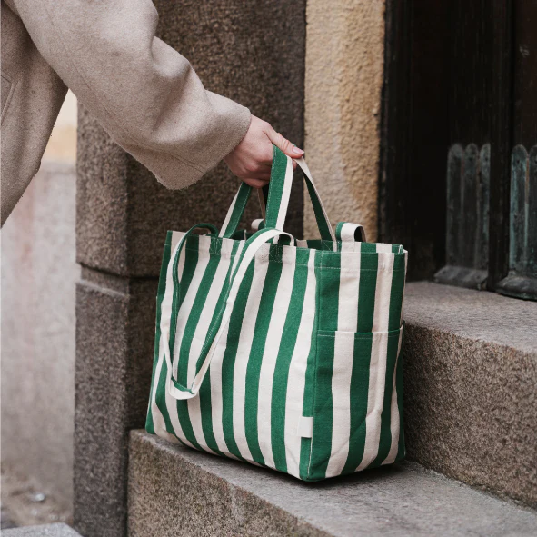 OMOM Ekologisk Tygkasse / Tote bag LÅG - Randig Flera färger - Bild 2