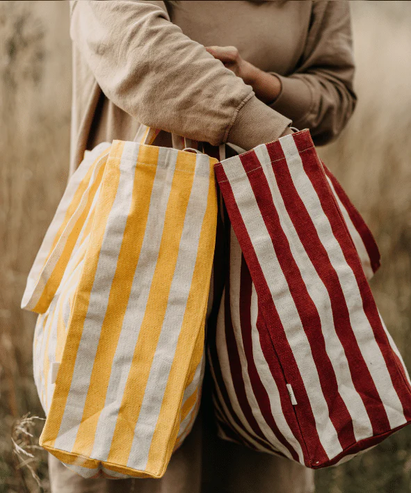 OMOM Ekologisk Tygkasse / Tote bag ORIGINAL -Randig RÖD - Bild 5